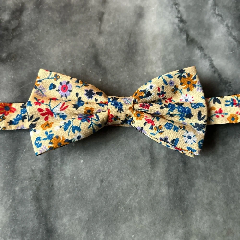 John Henric 100% Linen Floral Kids Bow Tie